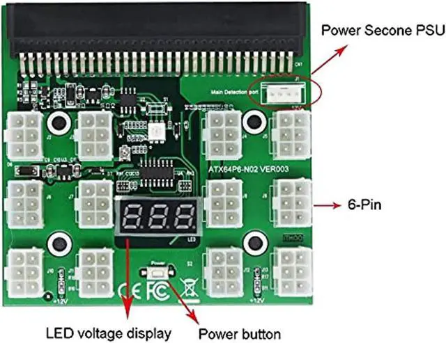 Alt view image 4 of 5 - S-Union Ethereum ETH ZEC Mining Power Supply 12V GPU/PSU Breakout Board + 12pcs 16AWG PCI-E 6Pin to 6+2Pin Cables 27.5Inch Length(70CM, with 5 Nylon Cable Ties) (4335247759)