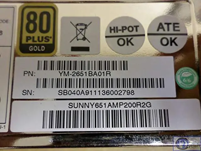 Alt view image 3 of 5 - 3Y Power Technology 650W Redundant Power Supply YM-2651B Power Module Gold 80+ (YM-2651B-A10R)