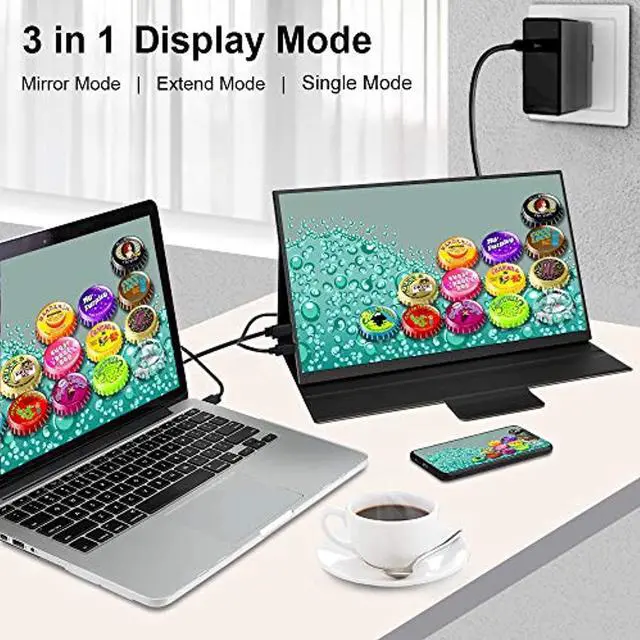 Alt view image 4 of 6 - hongo 100% srgb portable monitor 15.6 inch metal frame 2nd monitor fhd 1080p hdr ips computer screen with usb c hdmi dual speak