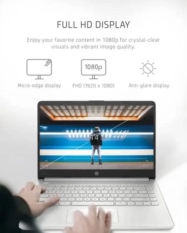 Alt view image 3 of 5 - HP 14 Laptop, AMD Ryzen 5 5500U, 8 GB RAM, 256 GB SSD Storage, 14-inch Full HD Display, Windows 11 Home, Thin  and  Portable, Micro-Edge  and  Anti-Glare Screen, Long Battery Life (14 (14-fq1025nr-cr)