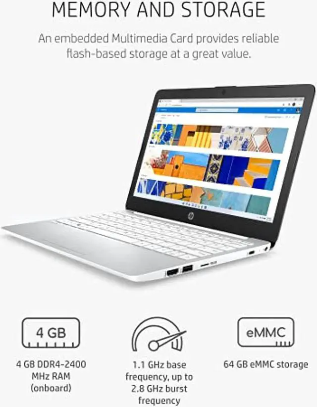 Alt view image 3 of 5 - HP Stream 11 Laptop, Intel Celeron N4020, 4 GB RAM, 64 GB Storage, 11.6? HD Anti-Glare Display, Windows 11, Long Battery Life, Thin  and  Portable, Includes Microsoft 365 (11-ak0040nr, 2 (11-ak0040nr)