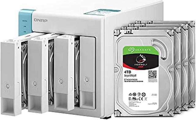 QNAP 4 Bay Home NAS with 12TB Storage Capacity, Preconfigured RAID 5  Seagate IronWolf Drives Bundle,with Two 1GbE Ports (TS-431K-44R-US)