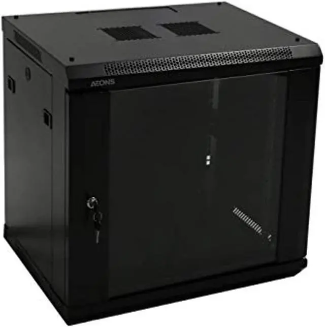 Main image of AEONS 12U Professional Wall Mount Network Server Cabinet Enclosure 19-Inch Server Network Rack 16-Inches Deep Black (P26412S-AFBA-V)