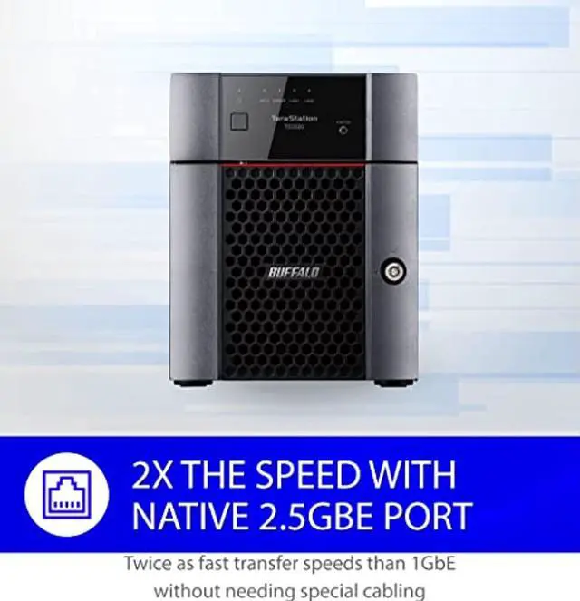 Alt view image 4 of 5 - BUFFALO TeraStation 3420DN 4-Bay Desktop NAS 8TB (2x4TB) with HDD NAS Hard Drives Included 2.5GBE / Computer Network Attached Storage / Private Cloud / NAS Storage/ Network Storage / Fi (TS3420DN0802)