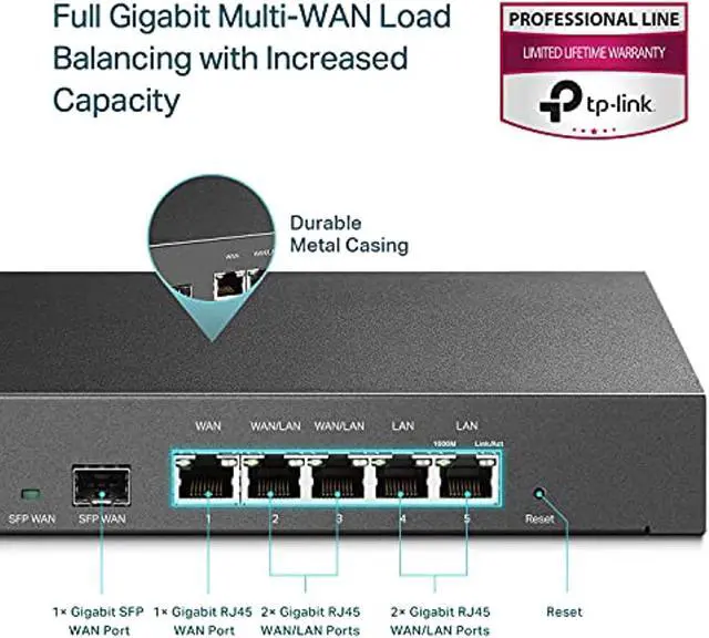 Alt view image 2 of 5 - TP-Link ER7206 | Multi-WAN Professional Wired Gigabit VPN Router | Increased Network Capacity| SPI Firewall | Omada SDN Integrated | Load Balance | Lightning Protection | Limited Lifetime Pro (ER7206)