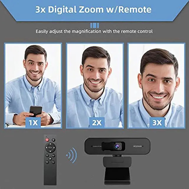 Alt view image 3 of 5 - Zoom Certified, NexiGo N940P 2K Zoomable Webcam with Remote and Software Controls | Sony Starvis Sensor | 1080P@ 60FPS | 3X Zoom in | Dual Stereo Microphone, for Zoom/Skype/Teams/Webex (Bl (N940P-BLK)