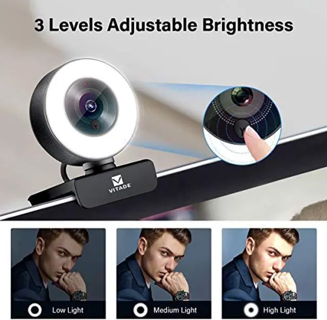 Alt view image 2 of 5 - PC Webcam for Streaming HD 1080P, Vitade 960A USB Pro Computer Web Camera Video Cam for Mac Windows Laptop Conferencing Gaming Webcam with Ring Light  and  Microphone