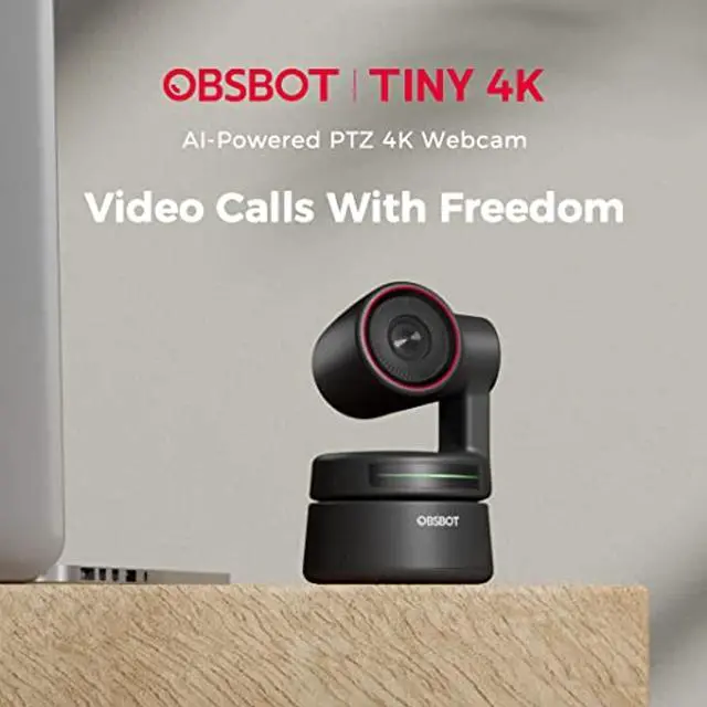 Alt view image 4 of 5 - OBSBOT Tiny 4K AI-Powered PTZ 4K Webcam Ultra HD Auto-Frame Gesture Control HDR Webcam with 4X Zoom for Online Meeting/Online Class Video Chat Live Streaming Works with Zoom,Skype,TicTok,You (Tinycam)