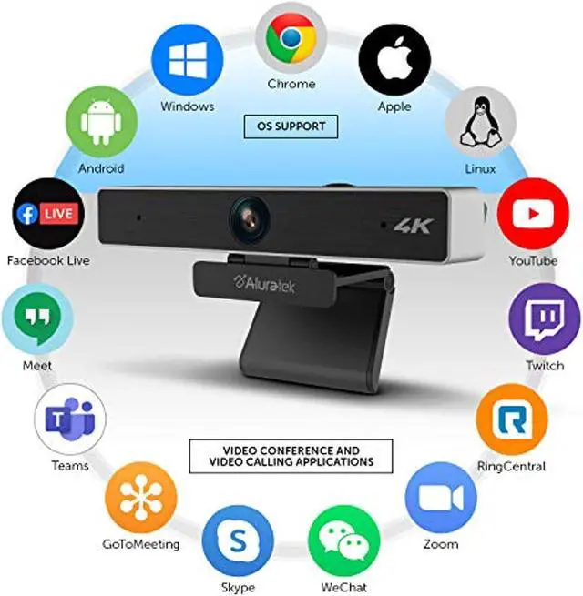 Alt view image 2 of 5 - Aluratek HD 1080P Video Webcam for PC, MAC, Desktop  and  Laptop, Video Call, Conference, USB (AWC4KF)