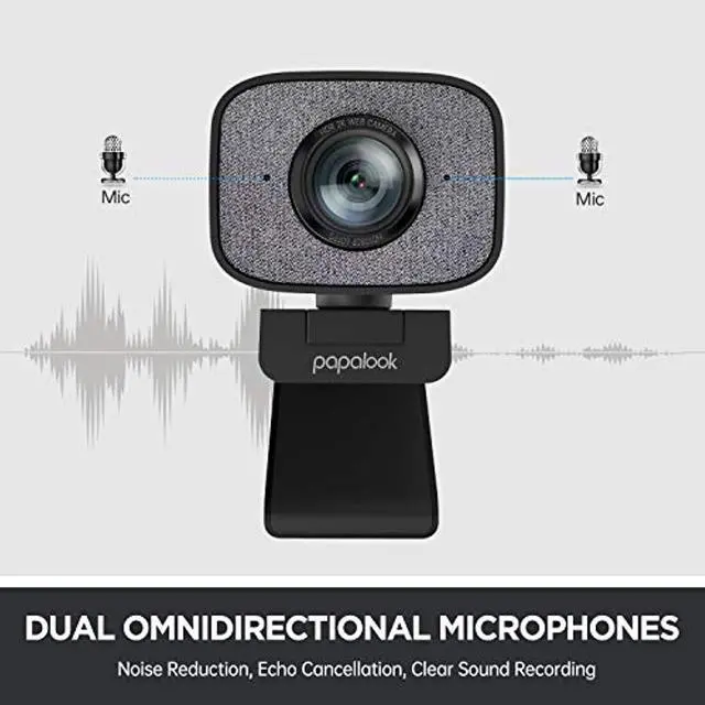 Alt view image 5 of 5 - 2021 2K Ultra HD Webcam, PAPALOOK PA930 1080P 60FPS Live StreamCam with Dual Microphone, 90° Fixed Focus, Privacy Cover and Tripod, Computer USB Web Camera for Zoom/Skype/Twitch/OBS (CA-PA930)