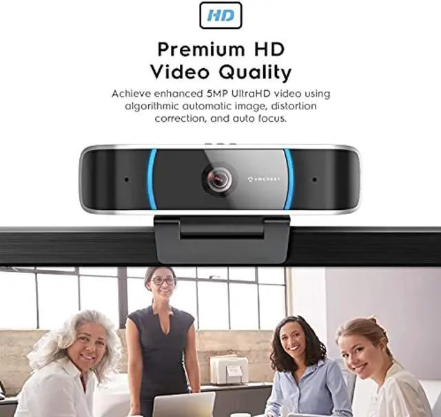 Alt view image 4 of 5 - Amcrest 5-Megapixel Webcam with Microphone, Web Cam USB Camera, Computer HD Streaming Webcam for PC Desktop  and  Laptop w/Mic, Wide Angle Lens  and  Large Sensor for Superior Low Light ( (AWC5100_SL)