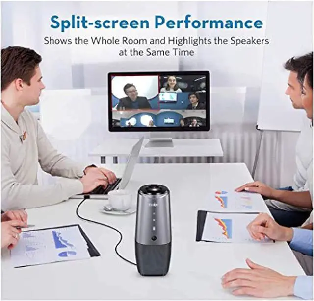 Alt view image 5 of 5 - Video Conference Camera - 4K Conference Camera with Microphone, 360° View Conference Camera, AI-Sensor Facecapture Camera with 4 Microphone, All-in-One Conference Webcam for Zoom Skype Ha (CP-P20A-1)