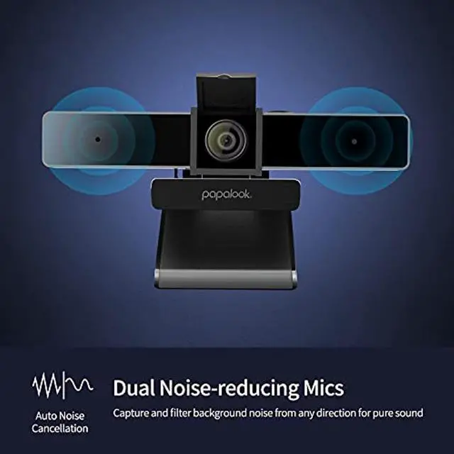 Alt view image 5 of 5 - 2021 PAPALOOK 2K Ultra HD Zoomable Webcam with Dual Microphone, Fixed Focus Web Camera with Tripod and Privacy Cover, 90° Wide-Angle View for Desktop/Laptop/Mac, Work with Skype/Zoom/WebEx (PA-PA920)