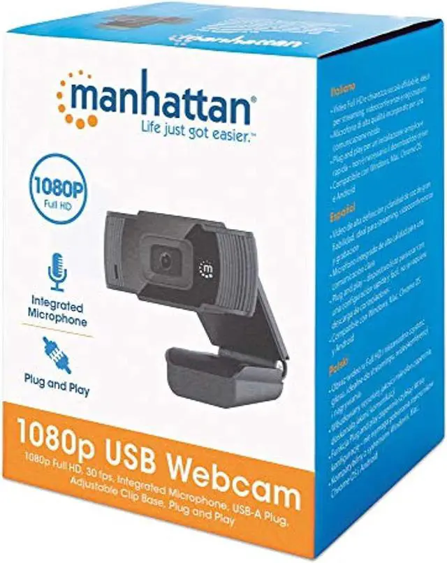 Alt view image 5 of 5 - Manhattan 1080p HD USB Webcam with Microphone - Plug and Play on Computer, Laptop, PC - for Video Calling, Streaming, Recording, Conferencing with Web Camera - 462006 (462006)