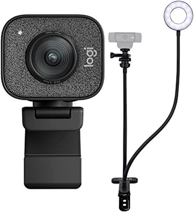Logitech StreamCam Plus Webcam with Tripod (Graphite) and Knox Gear Webcam  Stand with Selfie Ring Light Bundle (2 Items) (A960-001280K3) 