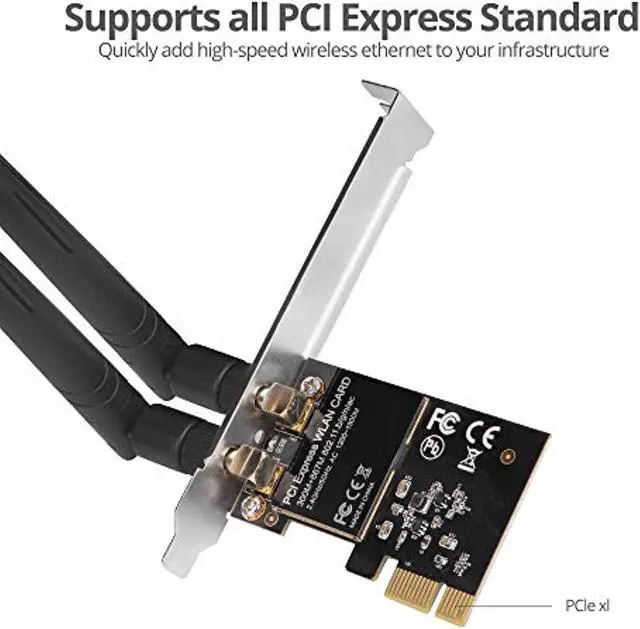 Alt view image 4 of 5 - SIIG Wireless 2T2R Dual Band WiFi Ethernet PCIe Card -AC1200, WiFi Network PCIe Card,PCIe 2.0 x1 to 2T2R 2.4G/5G Dual Band Wireless,802.11ac,RTL8812AE,for 32/64bit Windows 10/8.1/7,LB-W (LB-WR0011-S1)