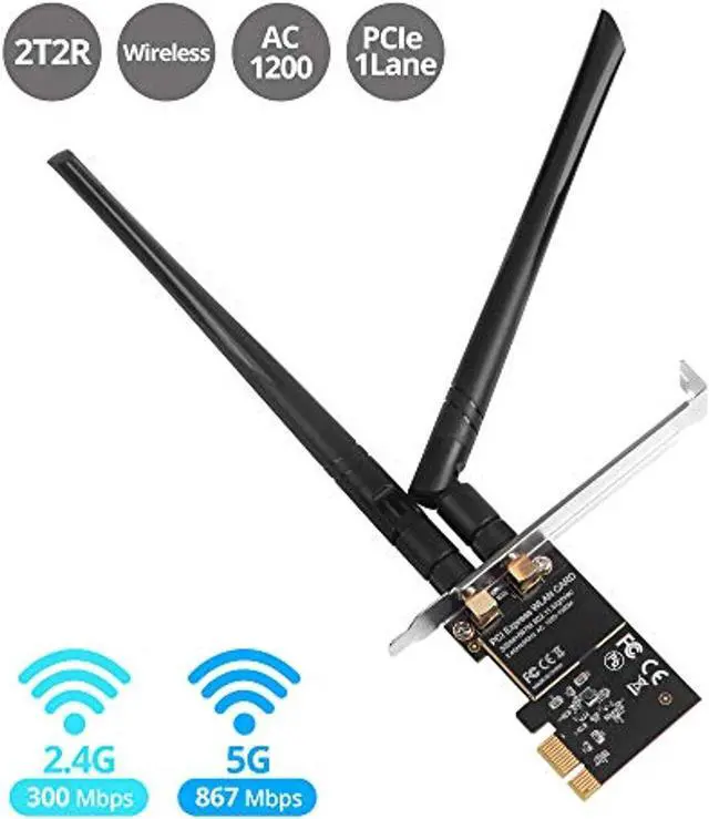 Alt view image 2 of 5 - SIIG Wireless 2T2R Dual Band WiFi Ethernet PCIe Card -AC1200, WiFi Network PCIe Card,PCIe 2.0 x1 to 2T2R 2.4G/5G Dual Band Wireless,802.11ac,RTL8812AE,for 32/64bit Windows 10/8.1/7,LB-W (LB-WR0011-S1)