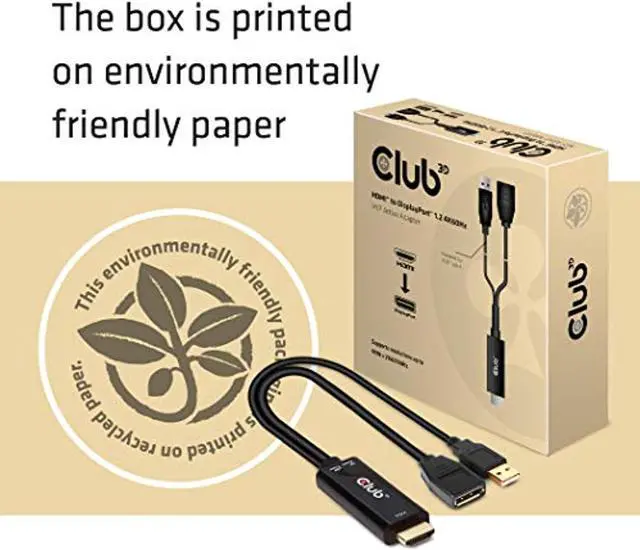 Alt view image 4 of 5 - Club 3D 4K 60Hz HDMI to DisplayPort Video Adapter w/USB Power - HDMI 2.0 (Male) to DP 1.2 (Female) Active Monitor Converter (CAC-1331) (CAC-1331)