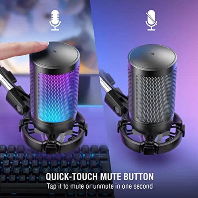 FIFINE USB Gaming Microphone Kit, Plug and Play for PC, PS4/5, 192 kHZ  Condenser Cardioid Microphone Set with Mute Button, Volume Gain, RGB, Arm