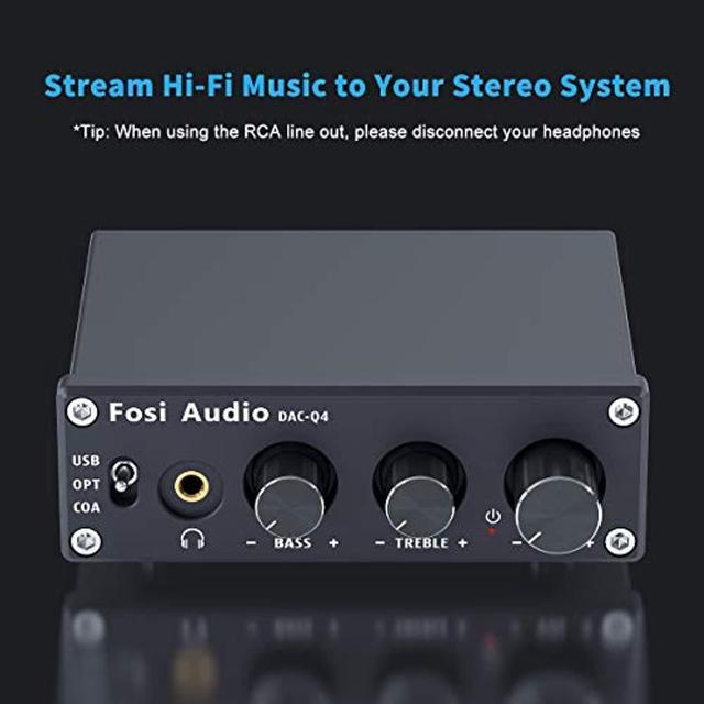 Fosi Audio Q4 Headphone Amplifier Mini Stereo DAC 24-Bit 192 KHz USB  Optical Coaxial to RCA AUX Digital-to-Analog Audio Converter Adapter for  Home