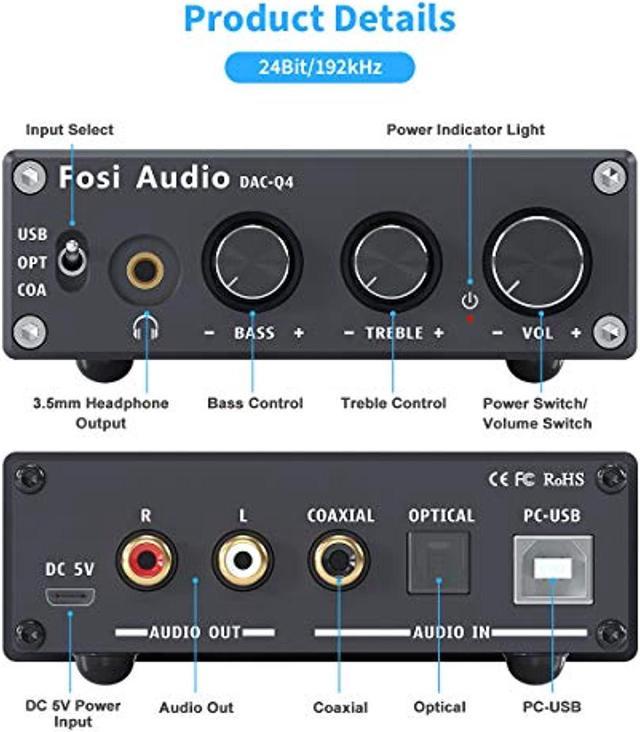 Fosi Audio Q4 Mini Stereo Gaming DAC & Headphone Amplifier