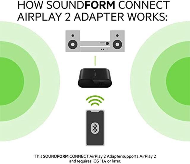 Belkin SoundForm Connect AirPlay 2 Audio Adapter Receiver for Wireless  Streaming with Optical and 3.5mm Speaker Inputs for iPhone, iPad, Mac Mini,  MacBook Pro and other AirPlay (AUZ002TTBK) 