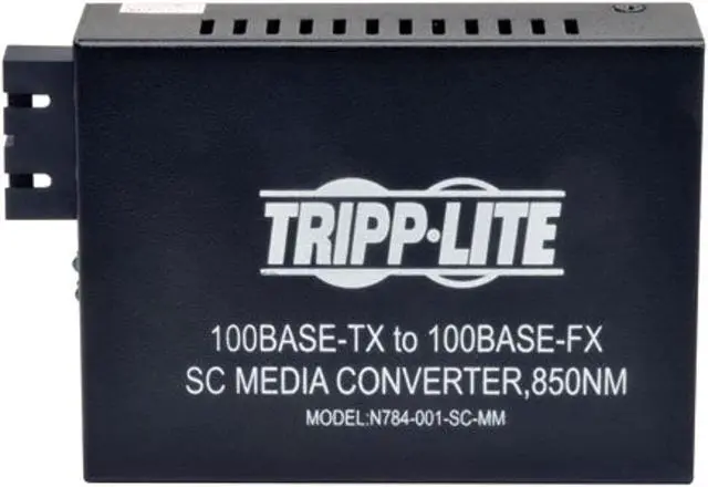 Main image of Tripp Lite Network Copper RJ45 Ethernet to Fiber SC Duplex Multimode Extender Media Converter, 850nm Wavelength, 10/100 FX/TX, Extend up to 1.2 Miles / 2 Kilometers, 2-Year Warranty ( (N784-001-SC-MM)