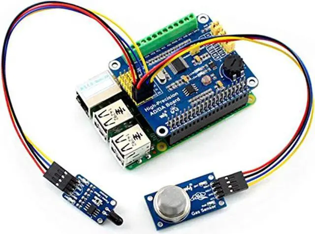 Alt view image 4 of 5 - High-Precision AD/DA Expansion Board for Raspberry Pi 4B/3B+/3B/2B/Zero/W/Zero WH and Jetson Nano,Add High-Precision AD/DA Functions to Pi. Onboard ADS1256 8-CH 24bit ADC and DAC8532 2-CH 16bit DAC