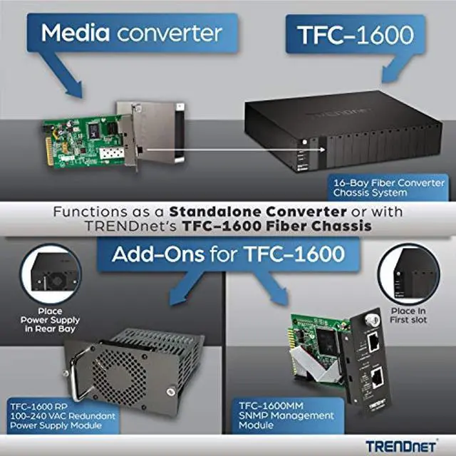 Alt view image 3 of 5 - TRENDnet Intelligent Fiber Media Converter 1000Base-T to 1000Base-LX Dual Wavelength Single Mode SC Fiber (40 km / 24.85 Miles), Fiber to Ethernet Converter, RJ-45, Lifetime Protection (TFC-1000S40D5)