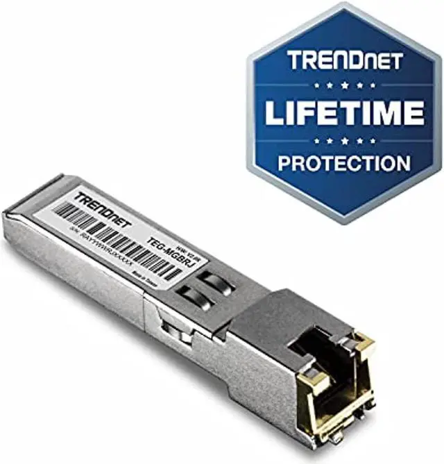 Alt view image 2 of 5 - TRENDnet 1000BASE-T RJ-45 Copper SFP Module, 100m (328'), Hot Pluggable, IEEE 802.3ab, Supports Data Rates Up to 1.25Gbps, Lifetime Protection, TEG-MGBRJ (TEG-MGBRJ)