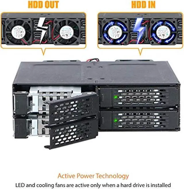 Alt view image 2 of 6 - ICY DOCK Full Metal 4 x 2.5 NVMe U.2/U.3 SSD PCIe 4.0 Mobile Rack Enclosure for 5.25" Bay (4 x Mini-SAS HD) | ToughArmor MB699VP-B stickerless (MB699VP-B)