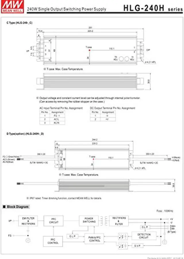 Alt view image 4 of 5 - MW Mean Well HLG-240H-54A 54V 4.45A 240W Single Output LED Switching Power Supply (HLG-240H-54A)