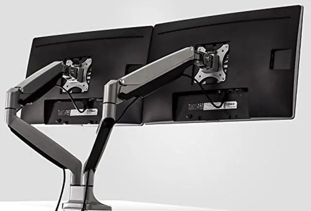 Alt view image 4 of 5 - Mount It Monitor Desk Mount,Computer Monitor Stand,Height Adjustable Arm Fits Up To 32 Inch Screens,VESA 75x75and100x100,20 Lb Capacity,Black (MI-1772)(Dual Monitor,Silver) (MI-1772)