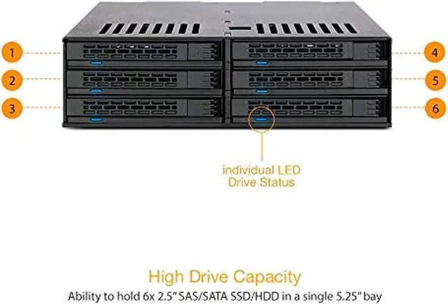 Alt view image 3 of 5 - ICY DOCK 6 x 2.5? SATA HDD / SSD Hot Swap Cage for External 5.25? Bay | ExpressCage MB326SP-B (MB326SP-B)