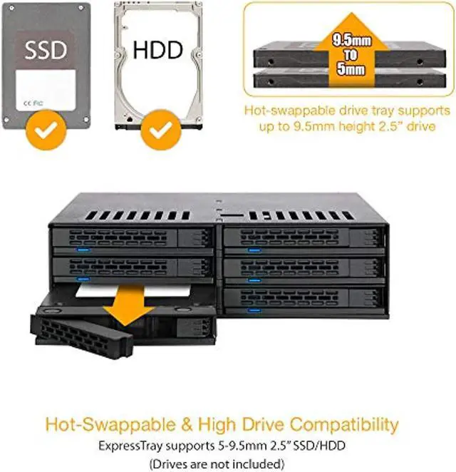 Alt view image 2 of 5 - ICY DOCK 6 x 2.5? SATA HDD / SSD Hot Swap Cage for External 5.25? Bay | ExpressCage MB326SP-B (MB326SP-B)