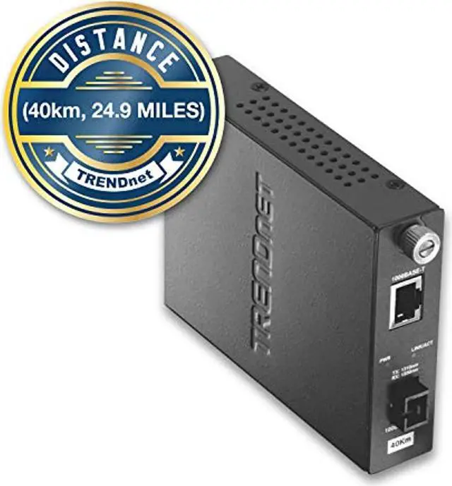 Alt view image 5 of 5 - TRENDnet Intelligent 100Base-TX to 100Base-FX Dual Wavelength Single Mode SC Fiber Media Converter (40 km / 24.9 Miles), RJ-45 Port, Fiber to Ethernet Converter, Lifetime Protection, T (TFC-110S40D3I)