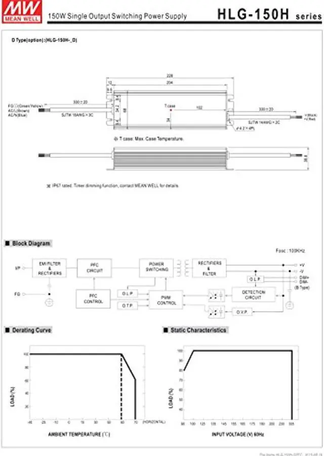 Alt view image 4 of 5 - LED Driver Single Output Switching Power Supply, 150 Watt 30V @ 5A A Model, 150W (HLG-150H-30A)