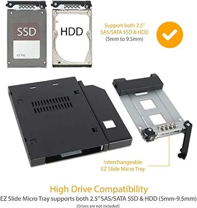 Alt view image 3 of 5 - ICY DOCK 2.5? SATA/SAS HDD/SSD Rugged Full Metal Mobile Rack for Slim ODD or Slim FDD Bay - with Key Lock | ToughArmor MB411SKO-B (MB411SKO-B)