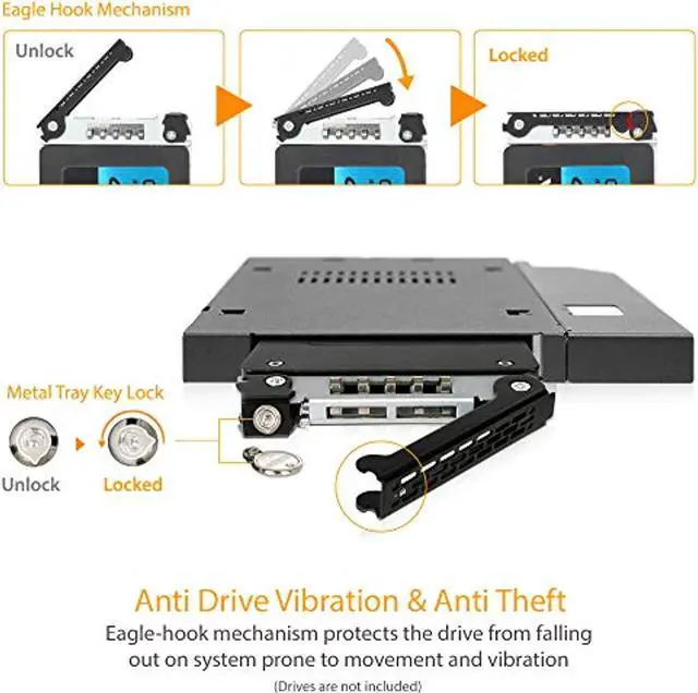 Alt view image 4 of 5 - ICY DOCK 2.5? SATA/SAS HDD/SSD Rugged Full Metal Mobile Rack for Slim ODD or Slim FDD Bay - with Key Lock | ToughArmor MB411SKO-B (MB411SKO-B)