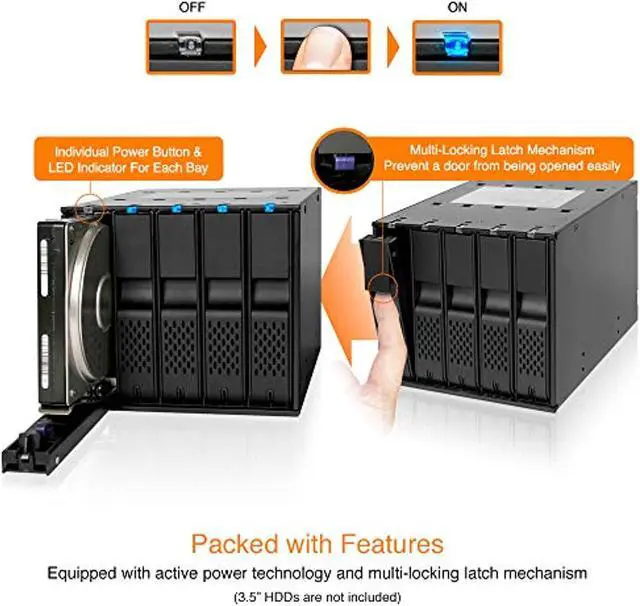 Alt view image 2 of 5 - ICY DOCK Tray-Less 5 Bay 3.5" SATA Hard Drive Hot Swap Backplane Cage in 3X External 5.25" Bay | FlexCage MB975SP-B R1 (MB975SP-BR1)