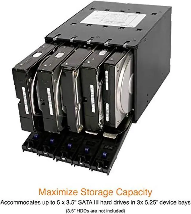 Alt view image 3 of 5 - ICY DOCK Tray-Less 5 Bay 3.5" SATA Hard Drive Hot Swap Backplane Cage in 3X External 5.25" Bay | FlexCage MB975SP-B R1 (MB975SP-BR1)