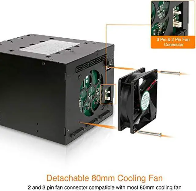 Alt view image 5 of 5 - ICY DOCK Tray-Less 5 Bay 3.5" SATA Hard Drive Hot Swap Backplane Cage in 3X External 5.25" Bay | FlexCage MB975SP-B R1 (MB975SP-BR1)