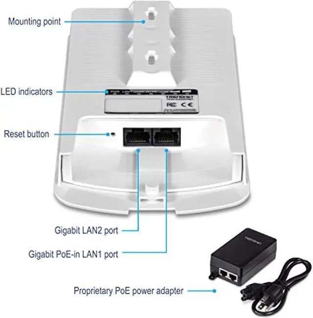 Alt view image 3 of 5 - TRENDnet 14 DBI WiFi AC867 Outdoor Poe Preconfigured Point-to-Point Bridge Kit, 4 DBI Directional Antennas, for Point-to-Point WiFi Bridging Applications, 5GHz, AC867, TEW-840APBO2K (TEW-840APBO2K)