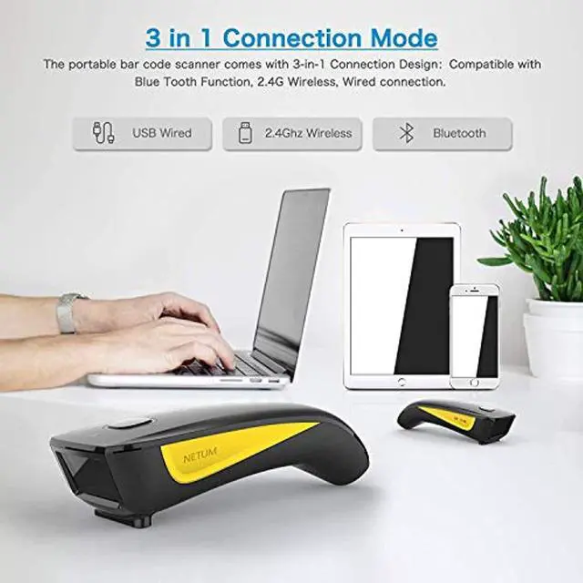 Alt view image 4 of 5 - NETUM QR Code Scanner, Mini Barcode Scanner Bluetooth Compatible, Small Portable USB 1D 2D Bar Code Scanner for Inventory, 2.4G Cordless Image Reader for Tablet iPhone iPad Android iOS PC POS - C750