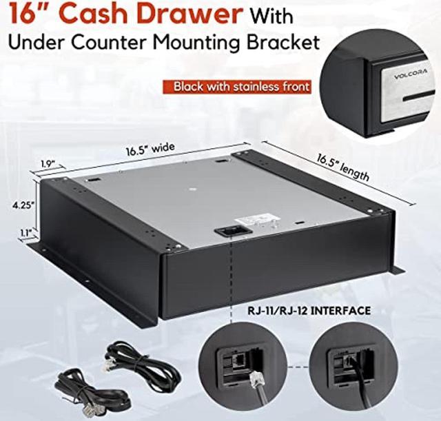 Fenco 2-Drawer Under Counter-Mount Cash Drawer Plus Brackets 18 X 13-7/8H X  19D