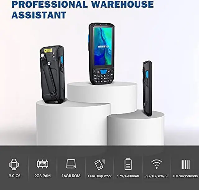 Alt view image 2 of 5 - Android 9.0 Barcode Scanner MUNBYN Handheld Mobile Computer with Honeywell 1D Laser Scanner, Support Wireless Wi-Fi 4G LTE for Warehouse Delivery Retail Inventory Management System (MU-IPDA035-1DH-BK)
