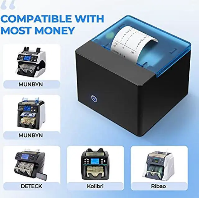 Alt view image 2 of 5 - MUNBYN Thermal Printer for Mixed Denomination Money Counter Machine, Compatible with IMC01/IMC08/RIBAO BC-40/Kolibri KBR-1500/DETECK Spark DT-600 Mixed Bill Counter, Connect and  (MU-IMC-ITPP107US-US)