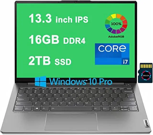 Main image of Lenovo ThinkBook 13s Gen 2 Premium Laptop I 13.3 inch WQXGA IPS 100% sRGB I 11th Gen Intel 4-Core i7-1165G7 I 16GB DDR4 2TB SSD I Backlit Fingerprint USB-C HDMI Win10Pro + 32GB Micro SD Card