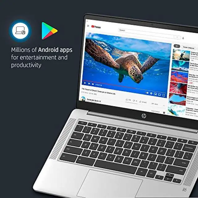 Alt view image 5 of 5 - HP Chromebook 14" 4GB LPDDR4, 64GB eMMC Flash Intel Pentium Silver N5030, Intel UHD Graphics 605, Chrome OS, Silver (14A-NA0131WM)