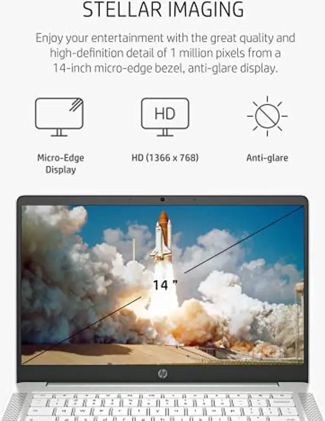 Alt view image 4 of 5 - HP Chromebook 14a Laptop, AMD 3015Ce Processor, 4 GB RAM, 32 GB eMMC Storage, 14-inch Micro-Edge HD Display, Google Chrome OS, Anti-Glare Screen, Long-Battery Life (14a-nd0021nr, 2021, C (3A8B2UA#ABA)
